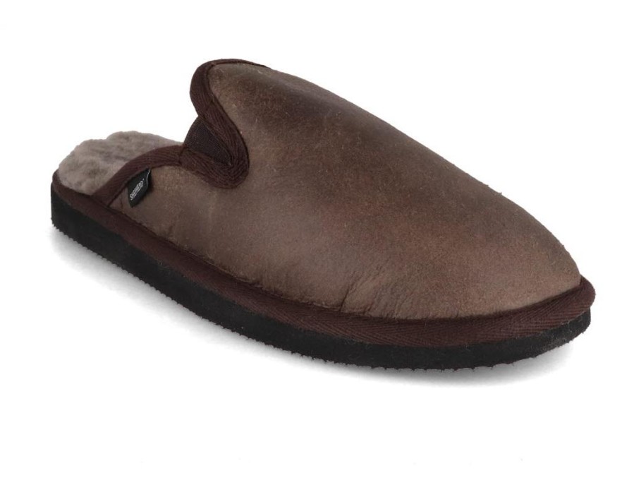 Men Shepherd | Shepherd Men Lambskin Slippers 'Adam', Oiled Antique