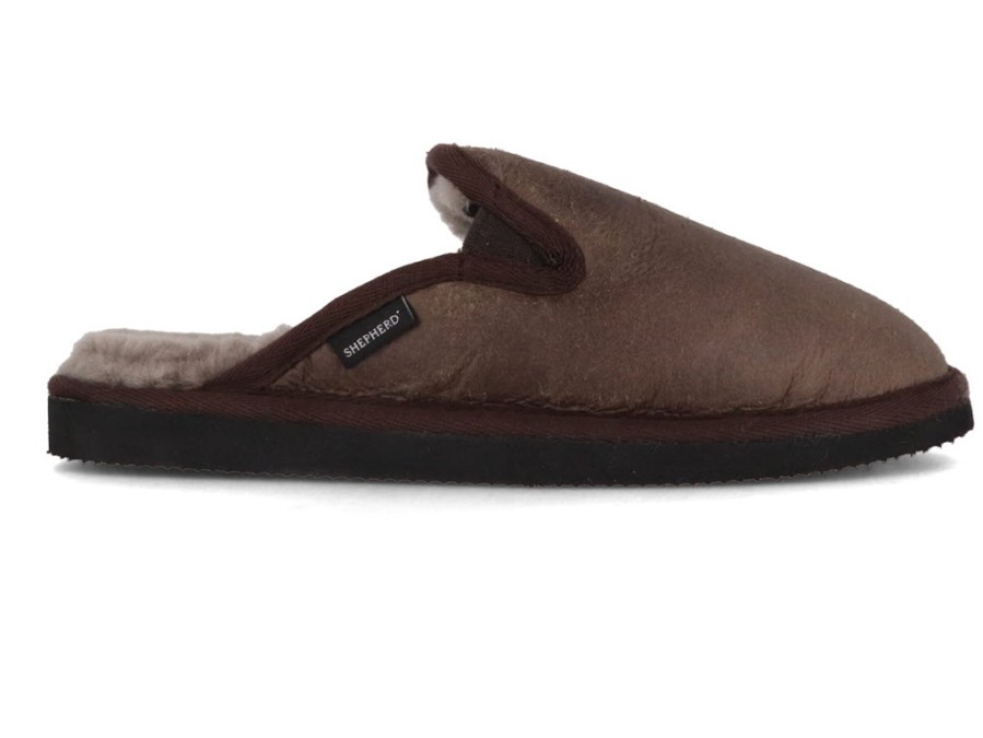 Men Shepherd | Shepherd Men Lambskin Slippers 'Adam', Oiled Antique