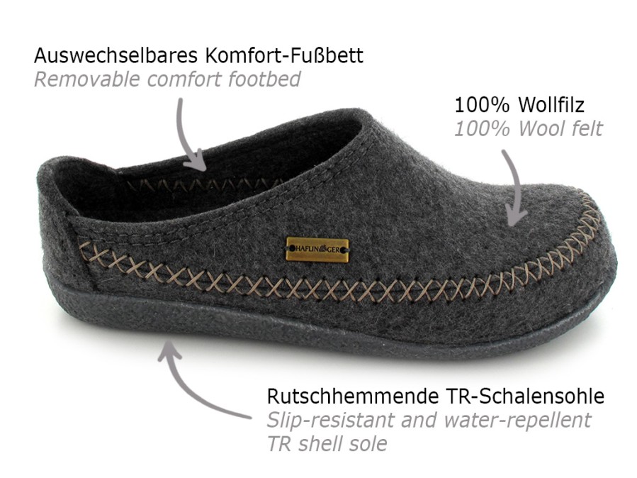 Arch Support Haflinger | Haflinger Clog | Blizzard Credo, Anthracite