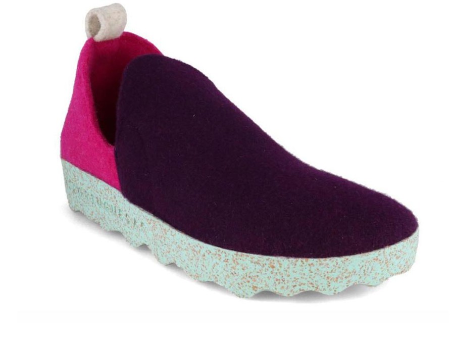 Women ASPORTUGUESAS | Asportuguesas Shoes | Felt Slippers City, Dk. Purple/Fuchsia