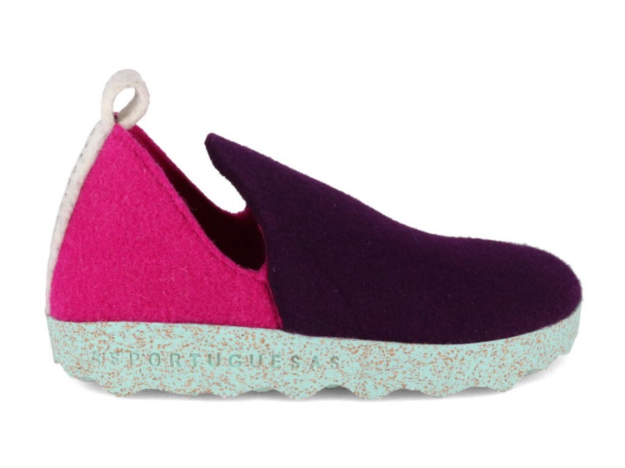 Women ASPORTUGUESAS | Asportuguesas Shoes | Felt Slippers City, Dk. Purple/Fuchsia