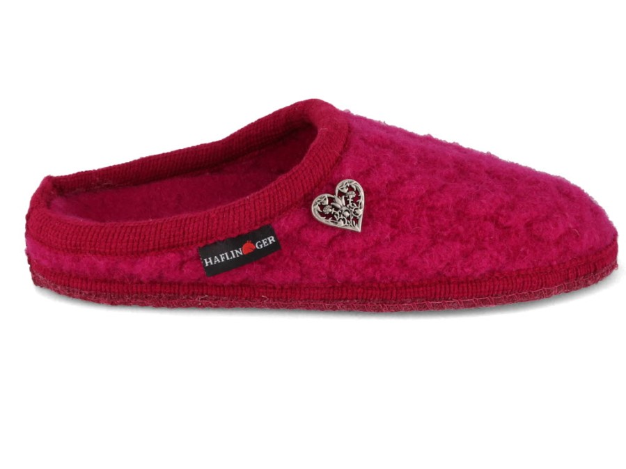 Women Haflinger | Haflinger Slipper | Herzerl, Cardinal Pink