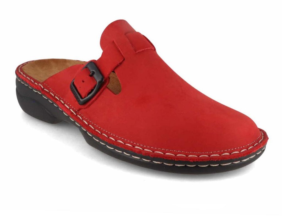 Women Tuffeln® | Tuffeln® Women'S Leather Clogs With Arch Support Galant , Red