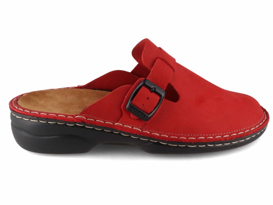 Women Tuffeln® | Tuffeln® Women'S Leather Clogs With Arch Support Galant , Red