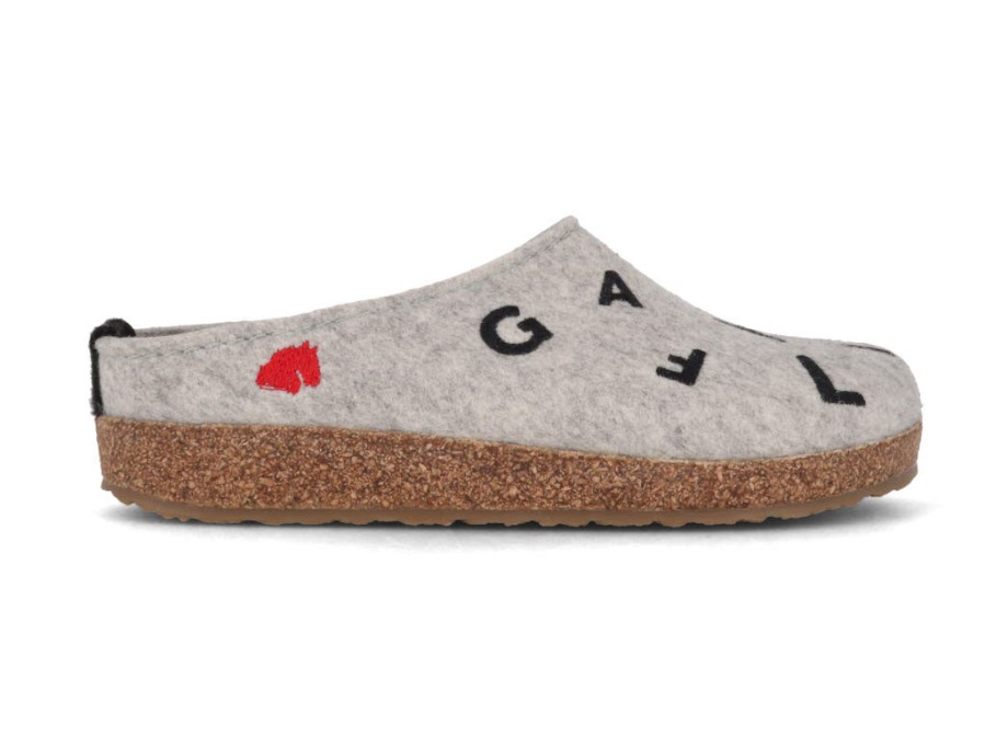 Arch Support Haflinger | Haflinger Women Clogs Grizzly 'Letter', Stone-Gray