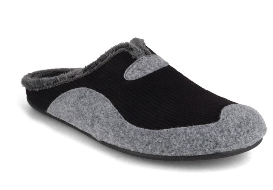 Men Varomed vital | Varomed Vital Men Corduroy Slippers 'Caspar', Black