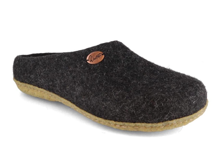 Men WoolFit | Woolfit® 'Classic' Handfelted Slippers With Rubber Sole, Graphite