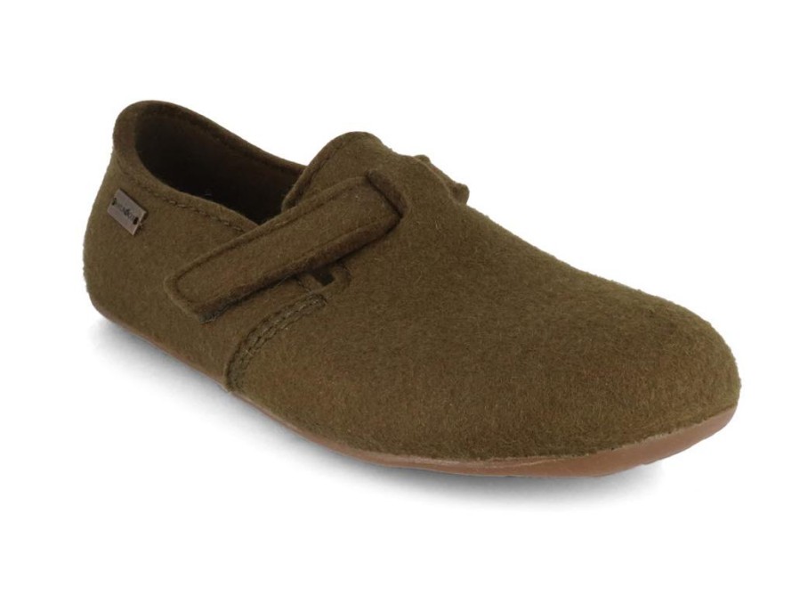 Men Haflinger | Haflinger Women Men Closed Heel Velcro Slippers 'Everest Focus', Olive