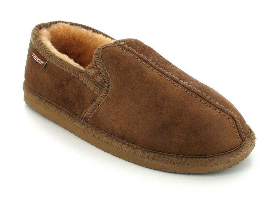 Girls Shepherd | Shepherd Men Lambskin Slippers 'Bosse', Antique Cognac