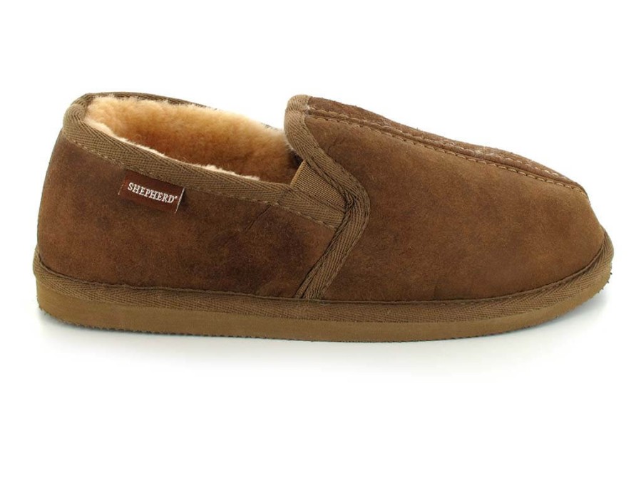 Girls Shepherd | Shepherd Men Lambskin Slippers 'Bosse', Antique Cognac