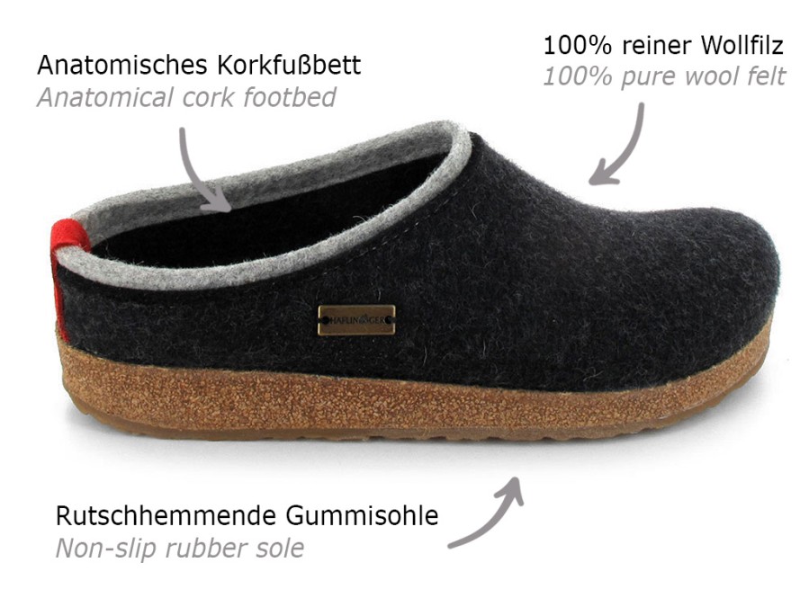 Arch Support Haflinger | Haflinger® Kris Unisex Clogs | Grizzly, Graphite/Gray