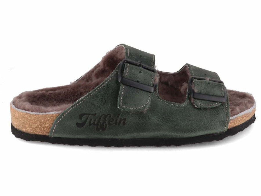 Women Tuffeln® | Tuffeln® Lambskin Sandals Comfortfuse , Dark Green