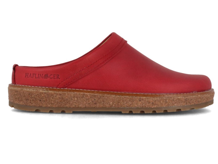 Women Haflinger | Haflinger Men Women Leather Clogs 'Travel Classic', Red