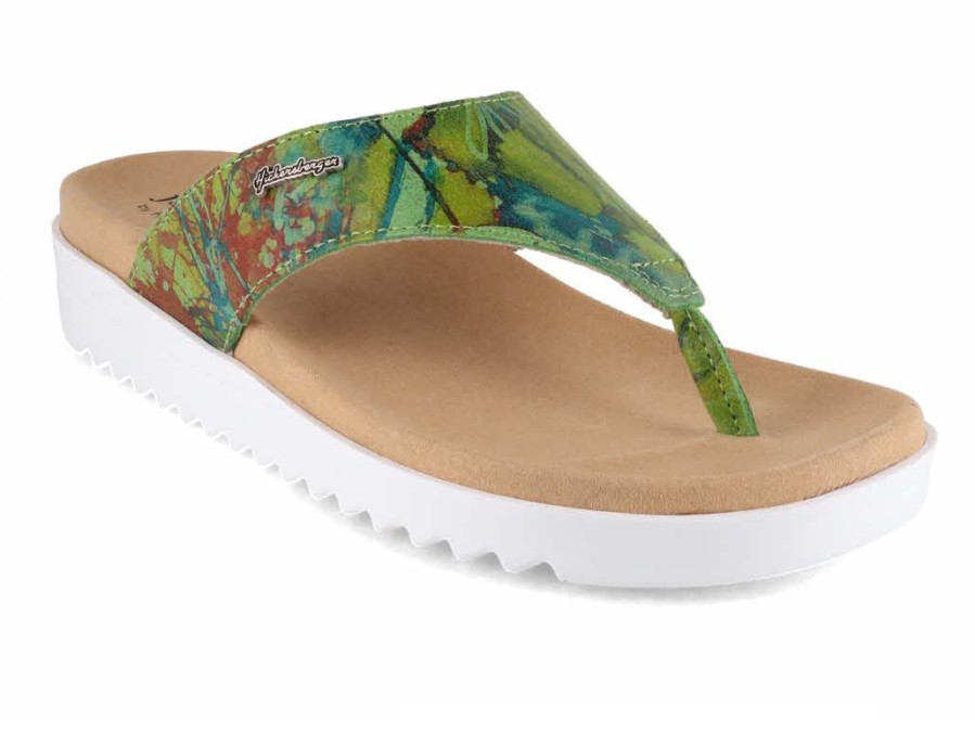 Women Hickersberger | Hickersberger Women Printed Leather Sandals 'Fashion', Green Graffity