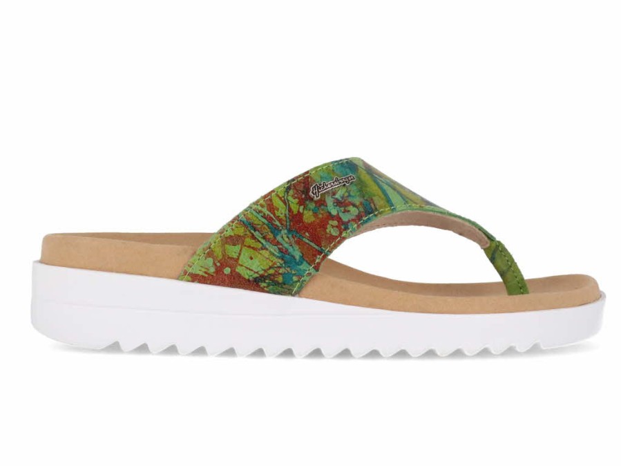 Women Hickersberger | Hickersberger Women Printed Leather Sandals 'Fashion', Green Graffity