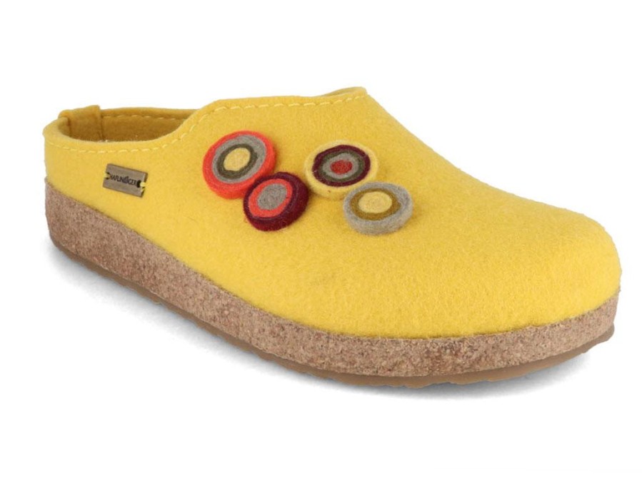 Arch Support Haflinger | Haflinger Women Felt Clogs 'Grizzly Kanon', Yellow