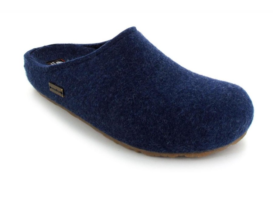 Arch Support Haflinger | Haflinger® Felt Slipper Clogs | Grizzly Michel, Blue