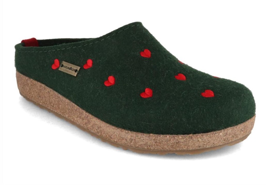 Haflinger Slippers Haflinger | Haflinger Women Felt Clogs Grizzly 'Cuoricino', Yew