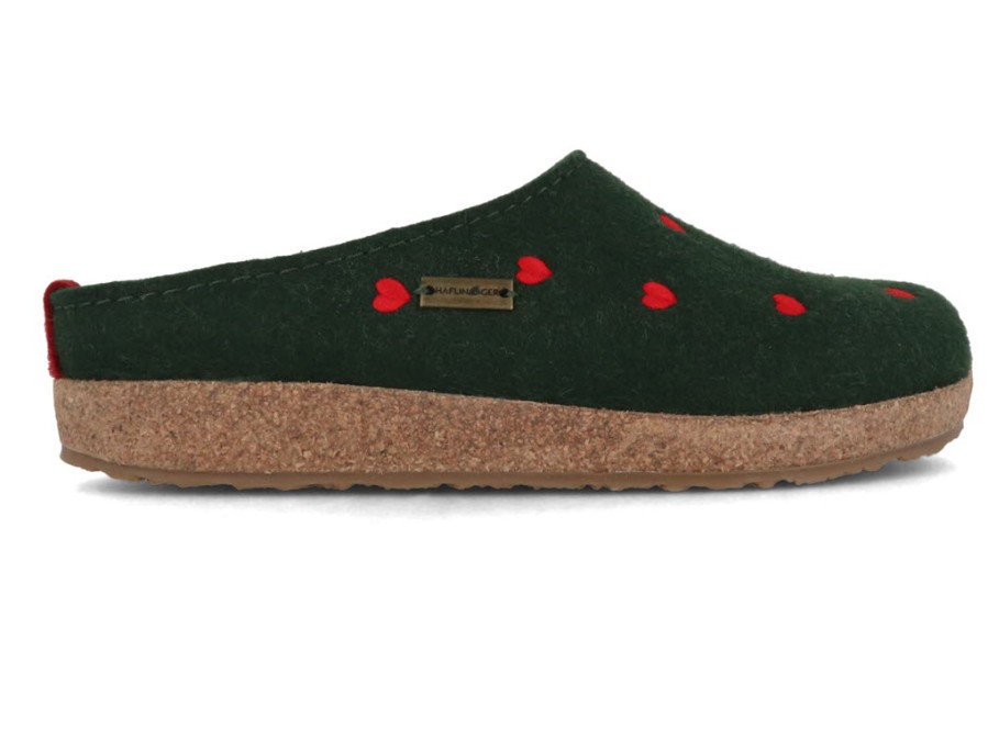 Haflinger Slippers Haflinger | Haflinger Women Felt Clogs Grizzly 'Cuoricino', Yew