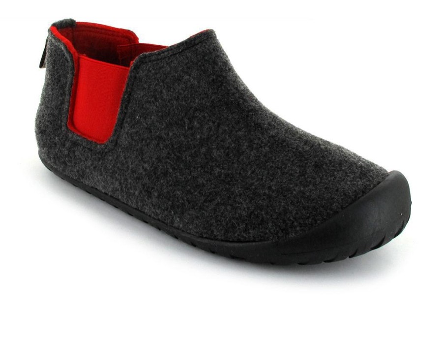 Women GUMBIES Australian Shoes | Gumbies Men Women Slippers 'Brumby', Charcoal-Red