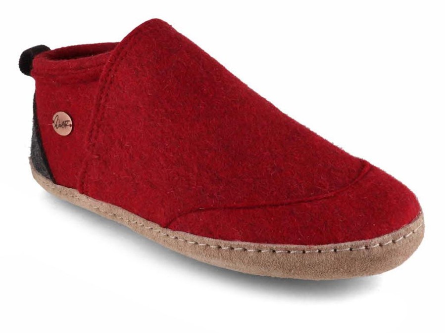 Women WoolFit | Woolfit® Ankle High Felt Slippers | Taiga, Dark Red