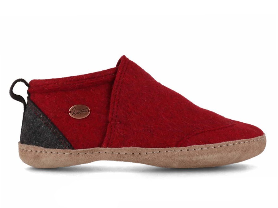 Women WoolFit | Woolfit® Ankle High Felt Slippers | Taiga, Dark Red