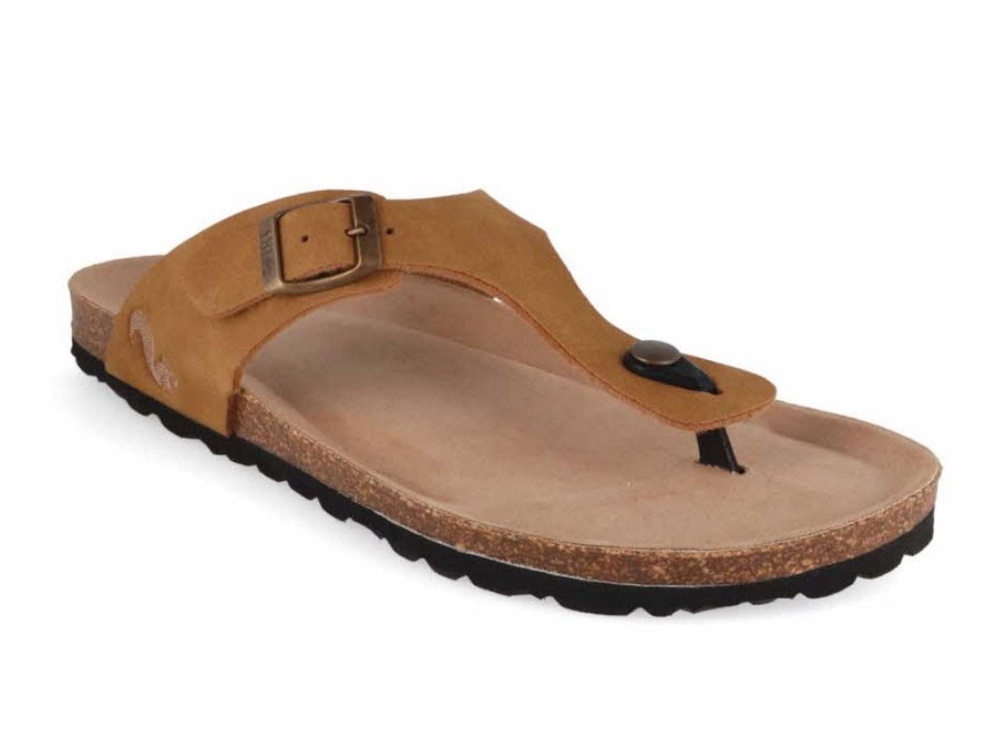 Men Thies | Thies Men Toe Separator Sandals 'Bodiee Soft', Cognac