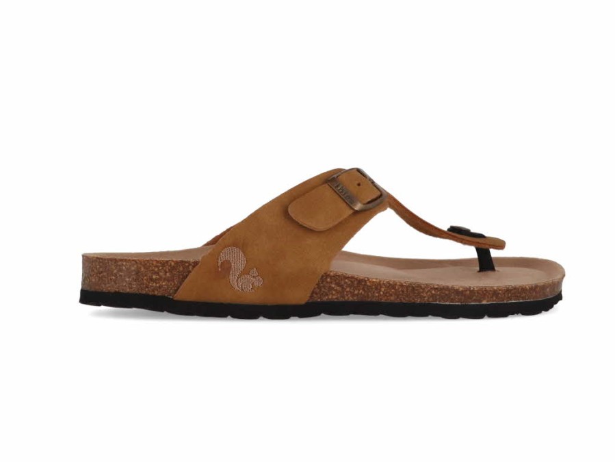 Men Thies | Thies Men Toe Separator Sandals 'Bodiee Soft', Cognac