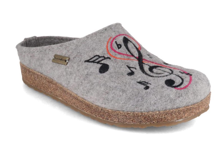 Arch Support Haflinger | Haflinger Women Felt Clogs 'Grizzly Melody', Stone Gray