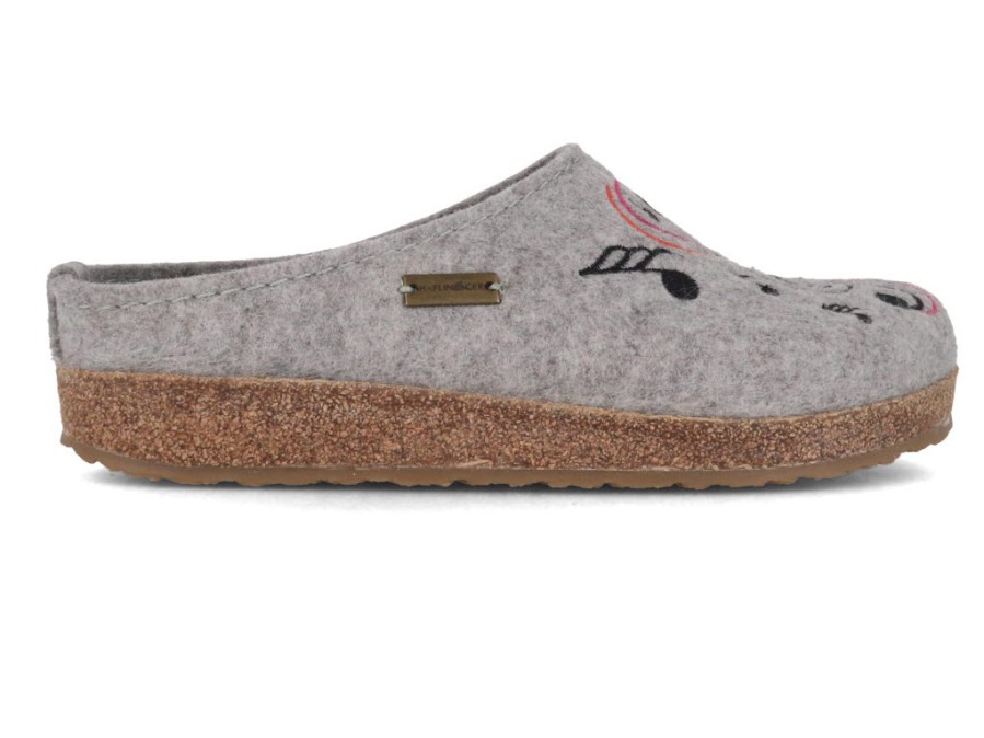 Arch Support Haflinger | Haflinger Women Felt Clogs 'Grizzly Melody', Stone Gray