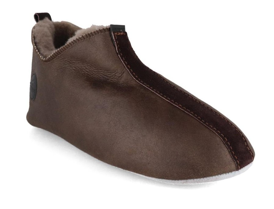 Girls Shepherd | Shepherd Men Lambskin Slipper Boots Henrik, Stone Oiled Antique