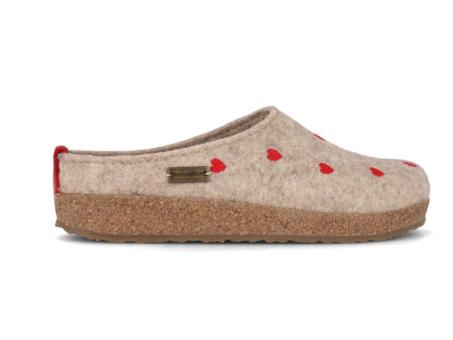 Haflinger Slippers Haflinger | Haflinger Women Felt Clogs Grizzly 'Cuoricino', Beige