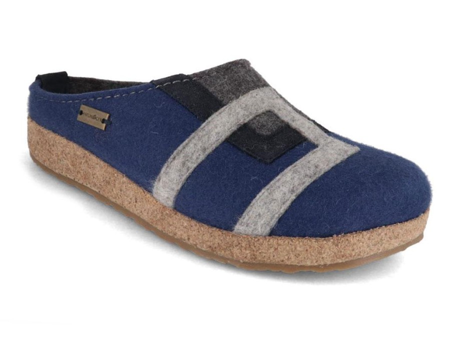 Haflinger Slippers Haflinger | Haflinger Women Felt Clogs 'Grizzly Lu', Blueberry