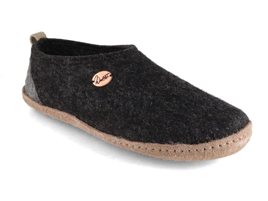 Women WoolFit | Woolfit® Highland | Unisex High Back Felt Slippers, Dark Grey