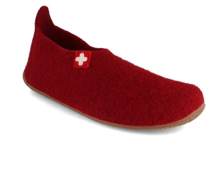 Women Living Kitzbuehel | Living Kitzbuhel Women Slipper 'Swiss Cross', Dark Cherry