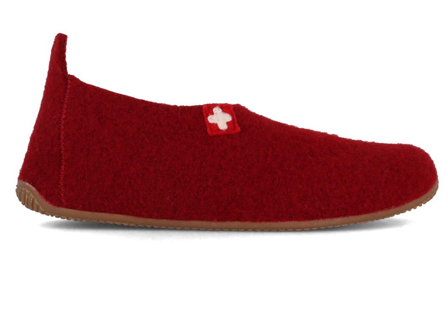 Women Living Kitzbuehel | Living Kitzbuhel Women Slipper 'Swiss Cross', Dark Cherry