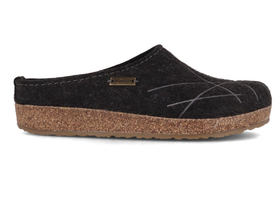 Arch Support Haflinger | Haflinger Women Felt Clogs 'Grizzly Mikado', Graphite