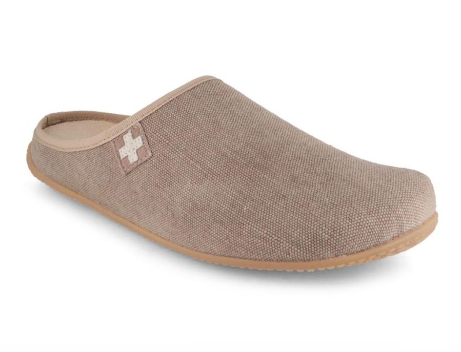 Women Living Kitzbuehel | Living Kitzbuehel Men Women Cotton Slippers 'Swiss Cross', Sand