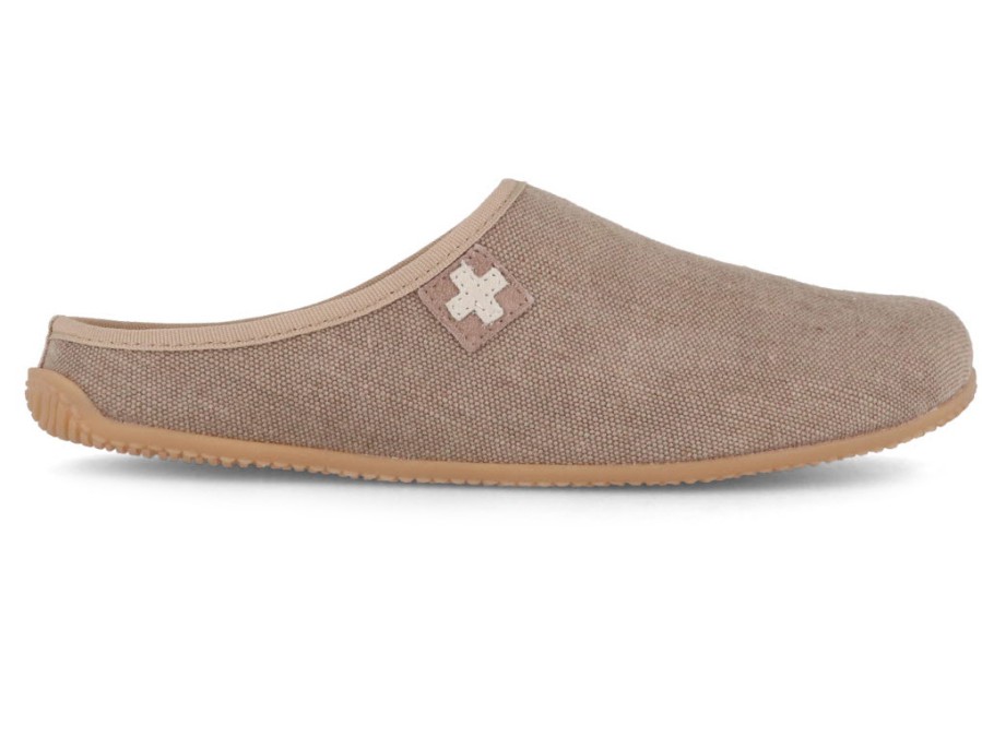 Women Living Kitzbuehel | Living Kitzbuehel Men Women Cotton Slippers 'Swiss Cross', Sand