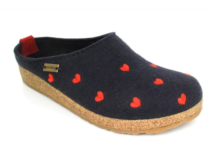 Haflinger Slippers Haflinger | Haflinger Clog | Grizzly Cuoricino, Midnight Blue