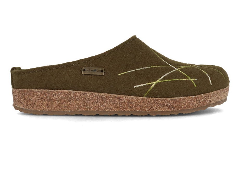 Haflinger Slippers Haflinger | Haflinger Women Felt Clogs 'Grizzly Mikado', Olive