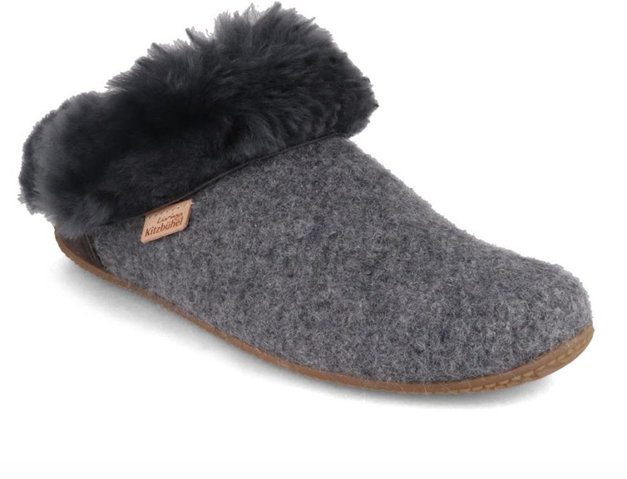 Women Living Kitzbuehel | Living Kitzbuhel Women Boiled Wool Lambskin Slippers 'Slip On Premium', Gray