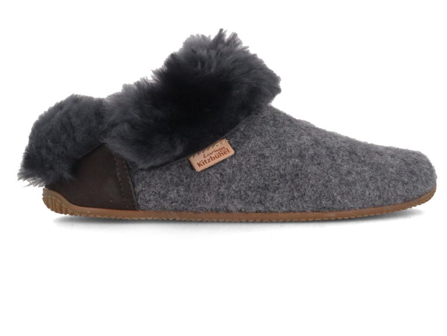 Women Living Kitzbuehel | Living Kitzbuhel Women Boiled Wool Lambskin Slippers 'Slip On Premium', Gray