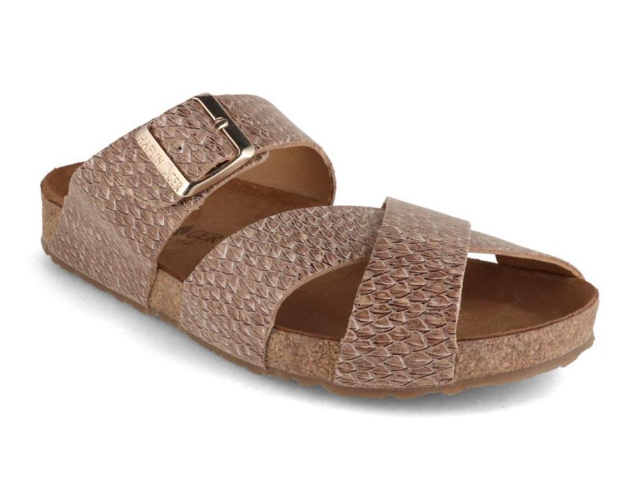 Women Haflinger | Haflinger Women Leather Sandals 'Bio Animo', Brown Pine