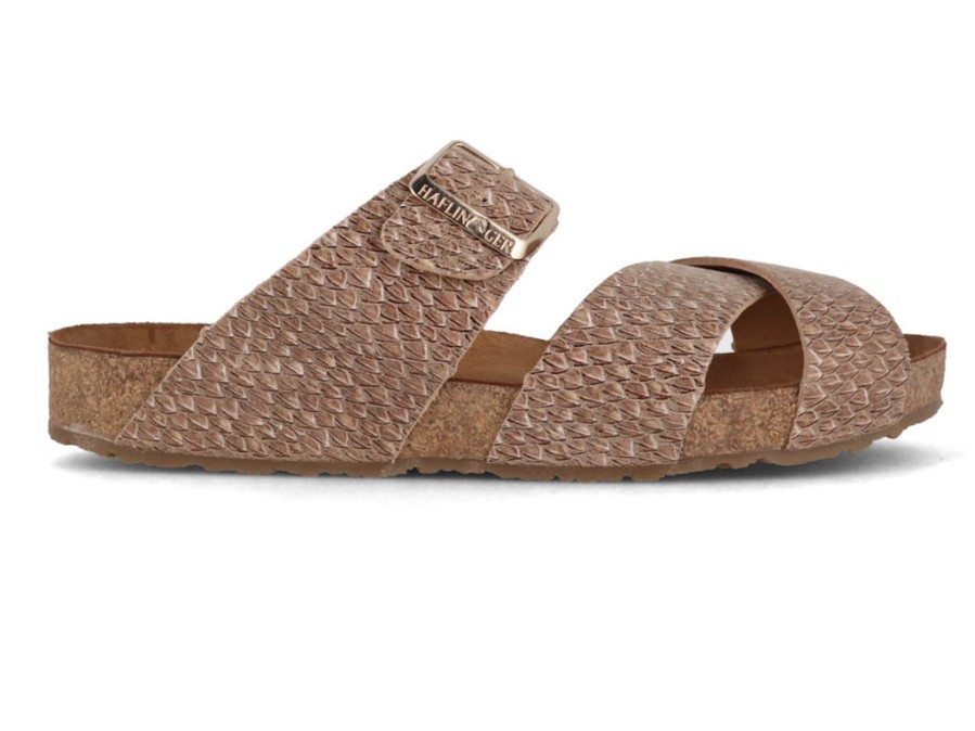 Women Haflinger | Haflinger Women Leather Sandals 'Bio Animo', Brown Pine