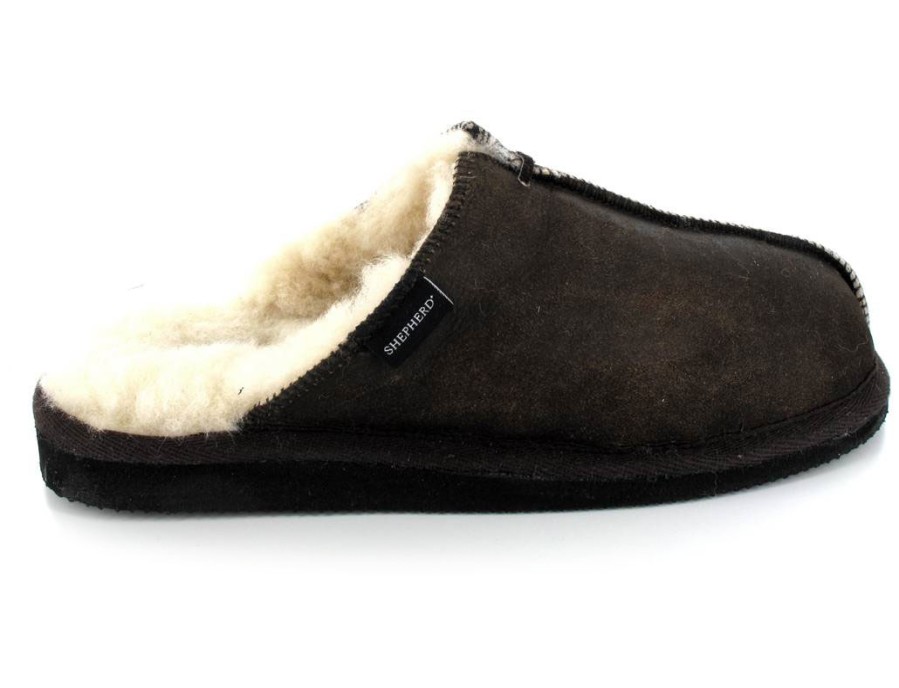 Girls Shepherd | Shepherd Men'S Sheepskin Slippers Hugo, Oiled Antique