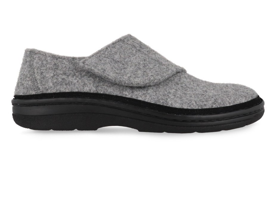 Men Berkemann | Berkemann Berkoflex Men Velcro Slippers 'Balian', Light Gray