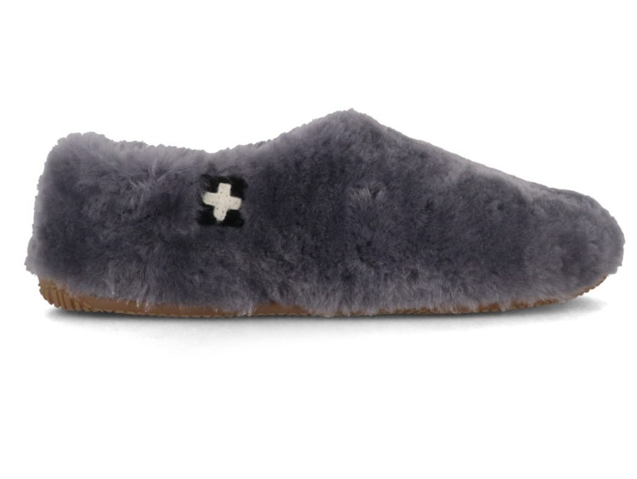 Women Living Kitzbuehel | Living Kitzbuhel Women Lambskin Slippers 'Slip On', Anthra