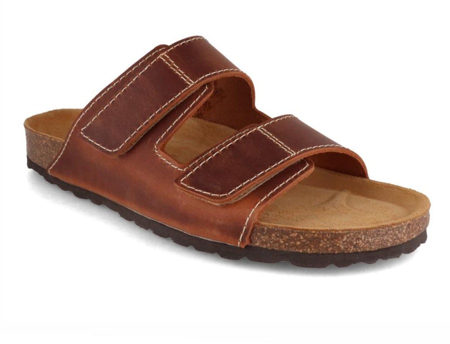 Men Tuffeln® | Tuffeln® Men Velcro Sandals 'Amrum', Cognac