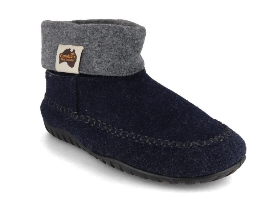 Women GUMBIES Australian Shoes | Gumbies Slipper Boots 'Thredbo', Navy-Grey